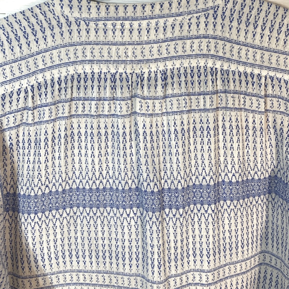 Anthropologie‎ Maeve Lena Blue/Ivory Yarn Dyed Balloon Sleeve Oversized Size XS - Picture 8 of 14
